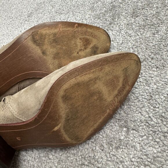 Sam Edelman Fringe Studded Suede Leather Ankle Boots Womens 6M Taupe Low Heel - Picture 12 of 14